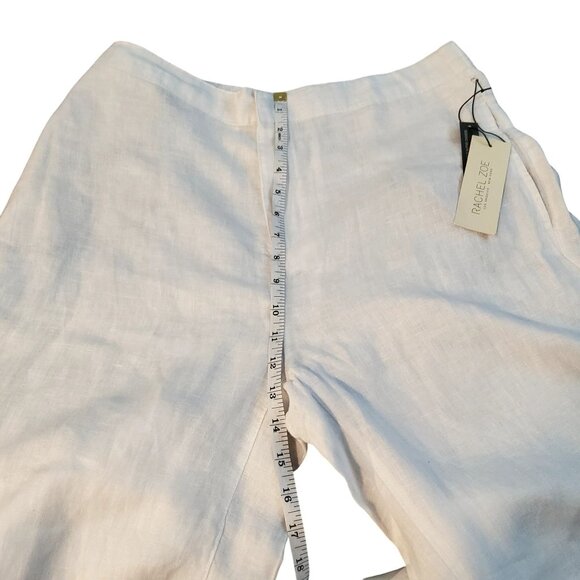 Rachel Zoe Womens Elegant White Color 100% Linen Pants Size 12 Wide Leg - Picture 4 of 9